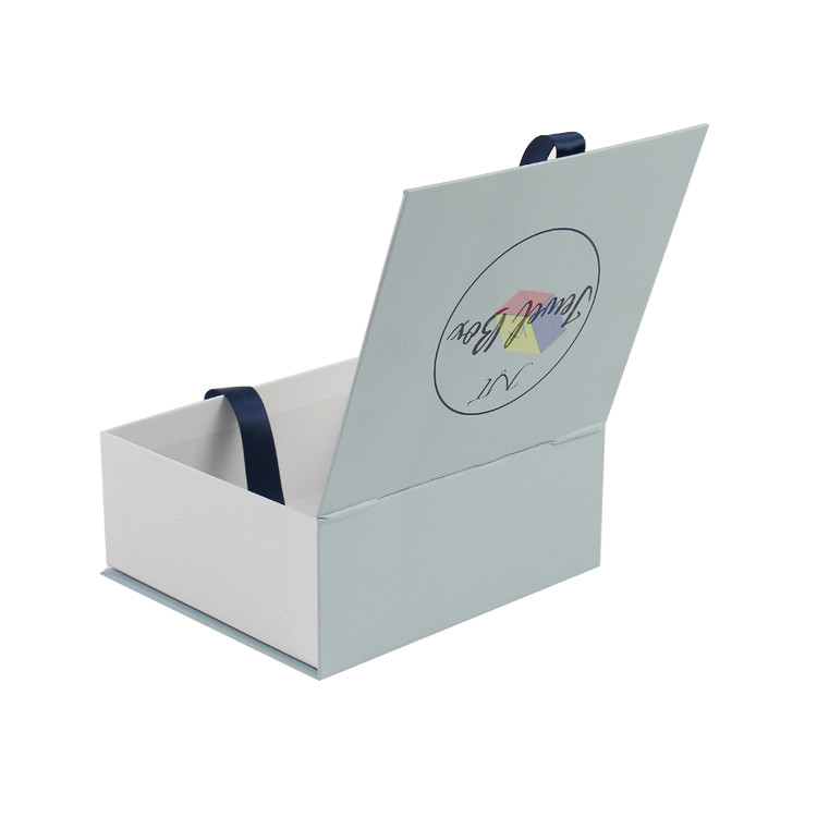 Square Book Shape Cardboard Jewelry Gift Boxes Stylish With Ribbon
