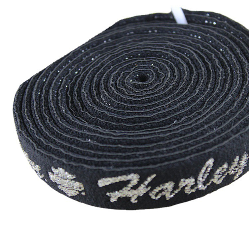 Black 20mm Jacquard Elastic Webbing Polyester Rubber Elastic For Dress