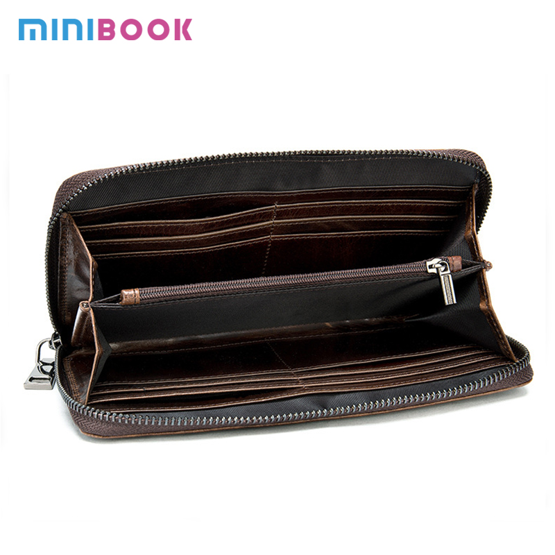 Minibook Credit Leather Wallet with Long Zipper Luxury Handbags