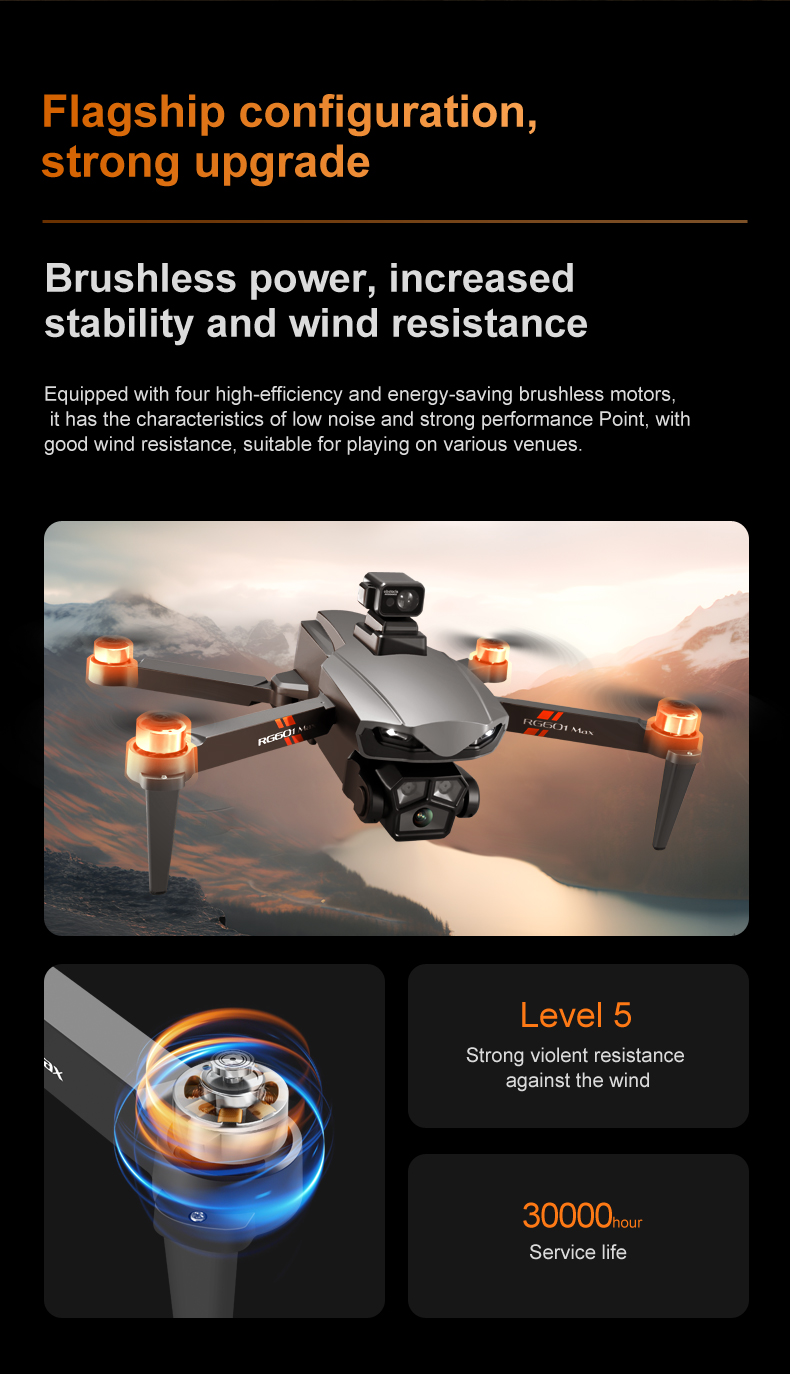 Professional RC Quadcopter Original Rg601 Max 5G GPS Drone with Dual 4K HD Camera and Optical Flow