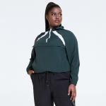 Dark Green Women'S Plus Size Yoga Wear White Splice Oversized Sports Hoodie
