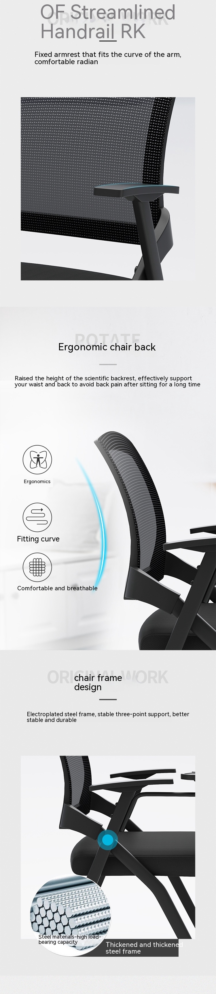 Office Upholstered Foldable Training Chair with Mesh Writing Pad and Tablet Arm