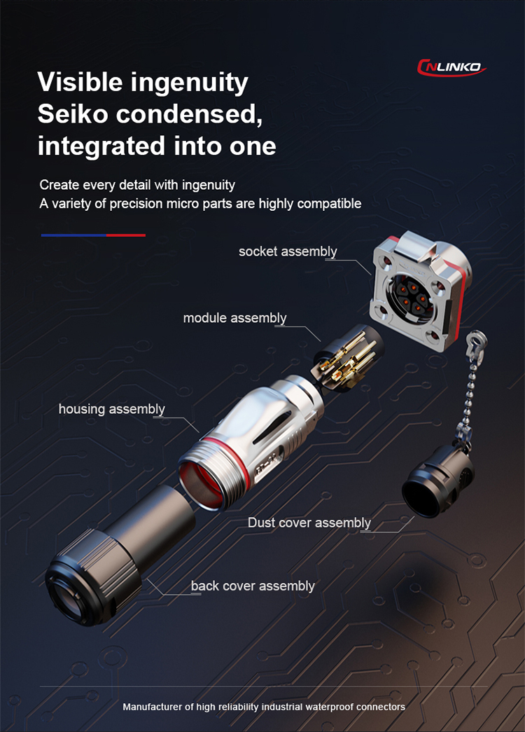 CNlinko M20 Industrial Waterproof IP68 12 Pin Automotive DC Power Connector Outdoor Electrical Cable Wire Adapter Plastic Plug