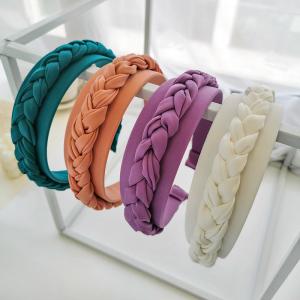 China Solid fabric braided hair accessories wide brim hair band ladies headband wholesale