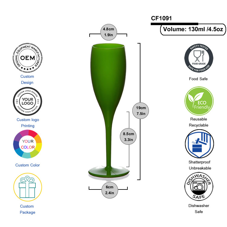 Reusable Unbreakable Plastic Champagne Flutes Anti - Break Food Grade Material