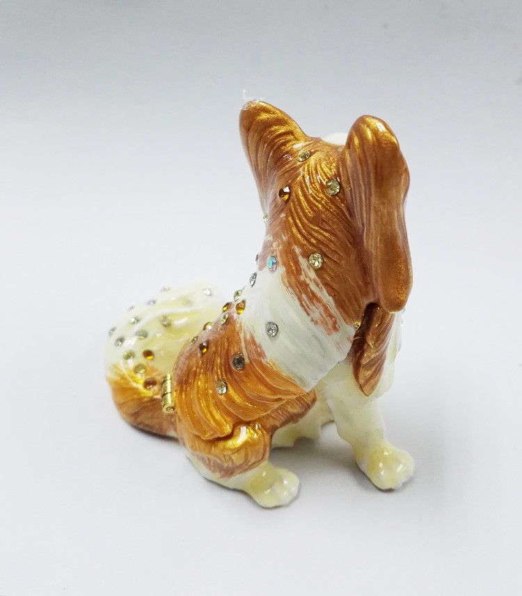 New product animal dog Metal Rhinestone Jewelry Box cheap trinket box