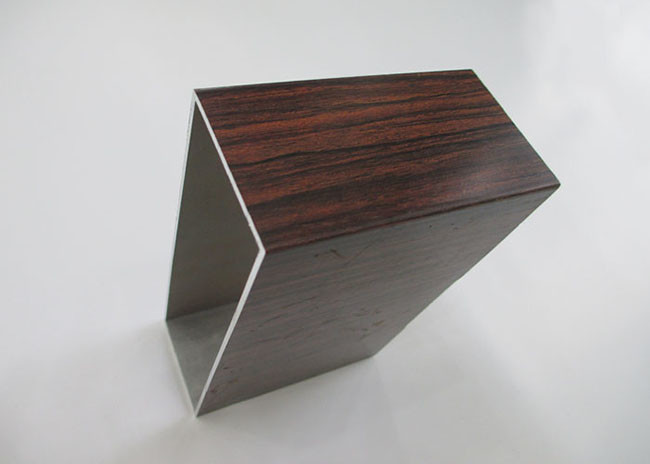 Recyclable Aluminium Tube Profiles , Anodized Aluminum Tubing Walnut Wood Grain