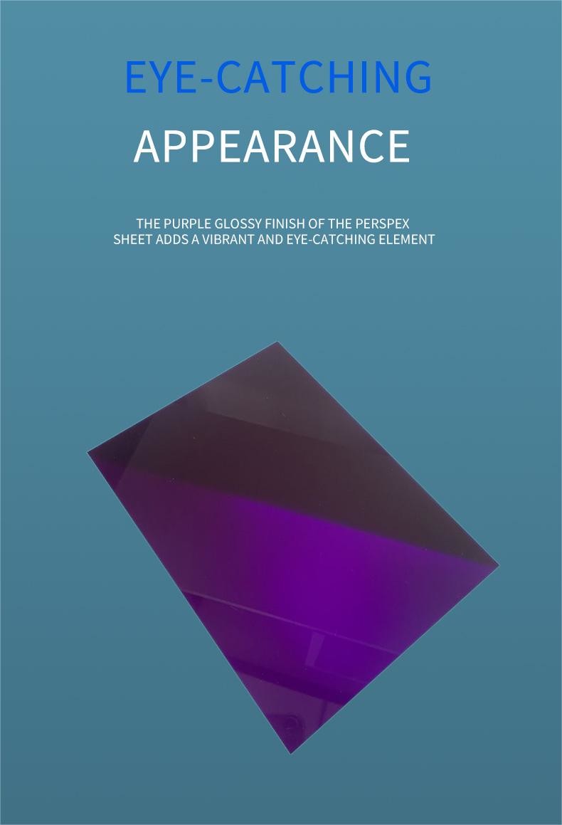 UV Blocking Coloreds Purple See Through Glossy Solid Perspex Sheet For Signage