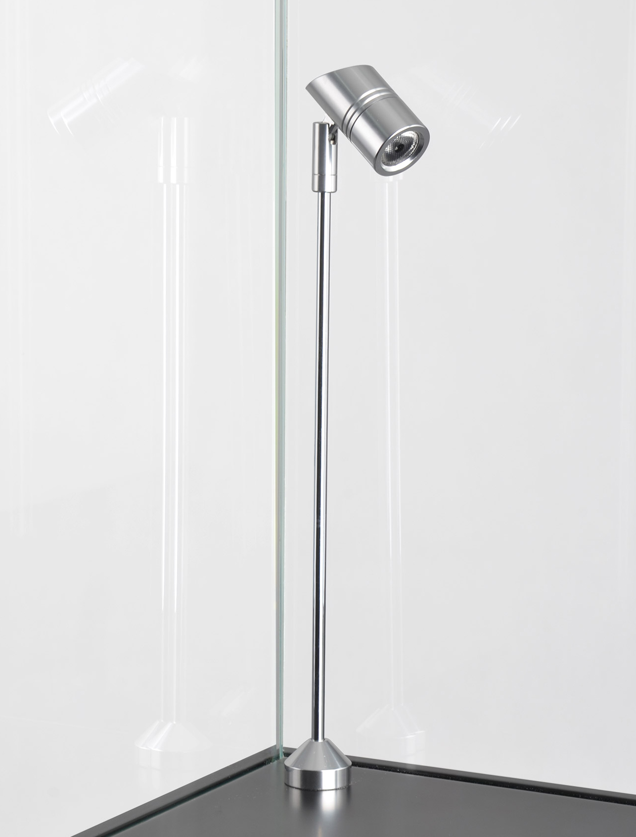 16" Jewelry Pedestal Display Case Pedestal Display Cabinet Locking Drawer LED Spotlights