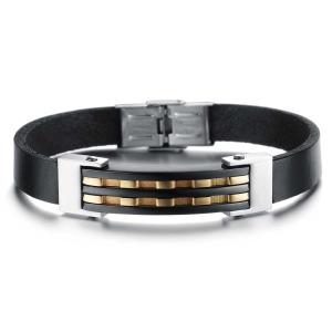 China Tagor Stainless Steel Jewelry Super Fashion Silicone Leather Bracelet Bangle TYSR130 wholesale