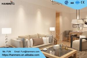 China Creamy White Stripes Contemporary Wallpaper for Home , Non Permanent Wallpaper wholesale