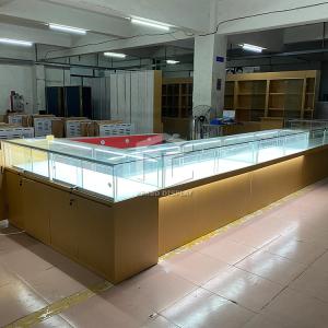 China Customized Size Jewelry Display Cabinet White Golden Color wholesale