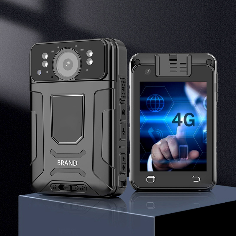 4G LTE WiFi GPS 64 Bit Quad Core Body Worn Camera With Back Light Alarm Light And 64G Memory Card