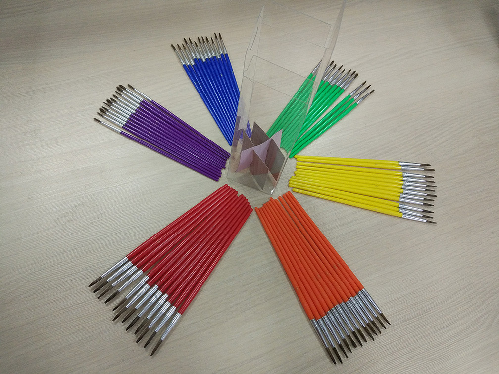 Pony Hair Artist Painting Brushes Set Long Handle With 6 Sizes 12 Pcs Per Size