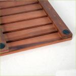 Household Rectangle Brown 53cm Length Teak Wood Bath Mat