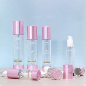 China 60ml Airless Bottles Pink Essential Oil Spray Bottle Transparent With Customized Logo Printing wholesale
