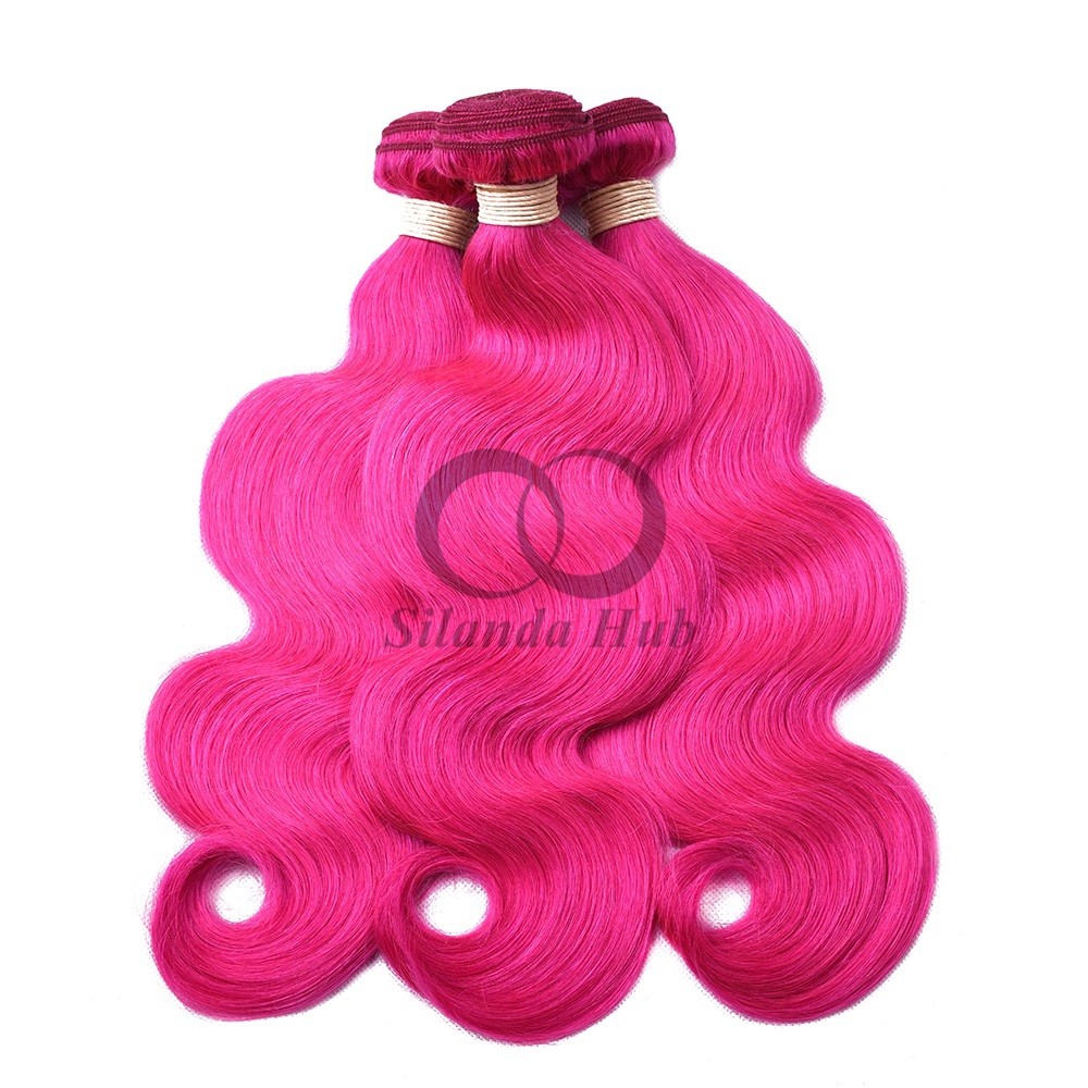 Pink Body Wave Remy Human Hair Bundles Sew In Weave Bundles Brazilian Bundle Deals