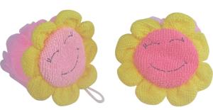 China Sunflower PE Body Sponge Scrubber , Bubble Shower Mesh Pouf Sponge wholesale