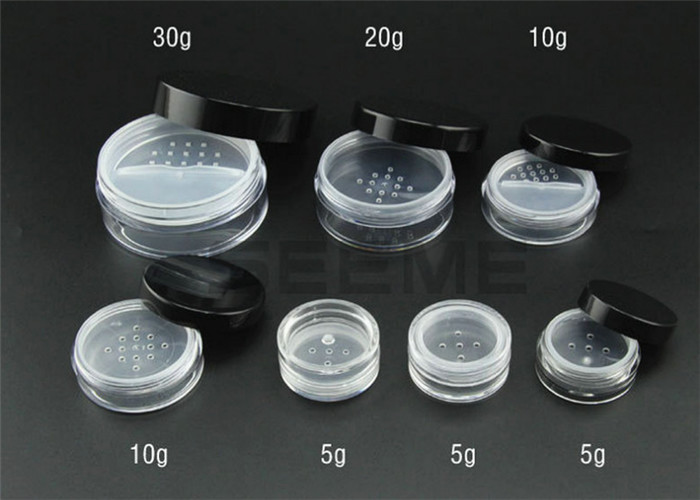 Black Cap Small Plastic Jars , Plastic Makeup Containers For Powder Storage