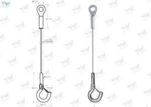 China High Bay Hanging System Stainless Steel Wire Rope Slings With Hook Zinc Color wholesale