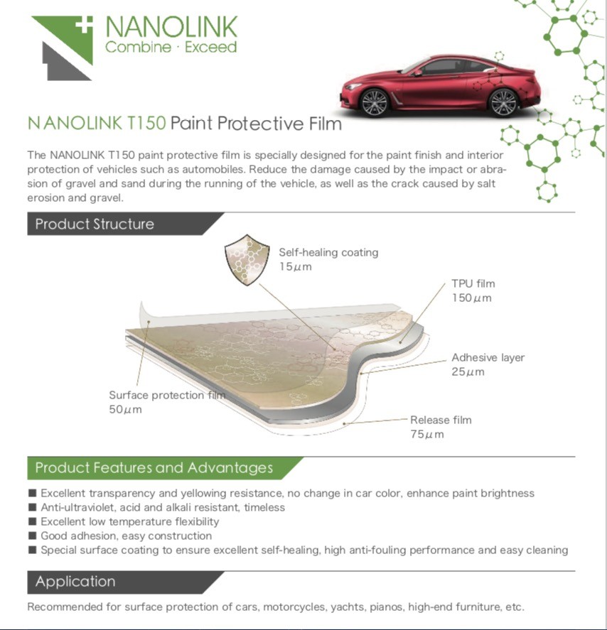 Self Healing Super Gloss Anti Yellow Paint Protection Film 1.52 M * 15 M