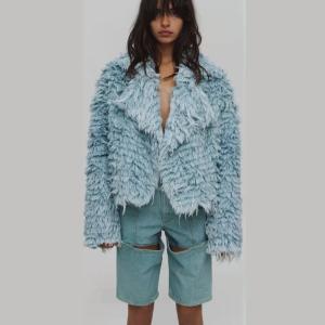 China New Winter Style Fashion Woolen Faux Fur Collar Jackets Breathable Coated Fur Coat Women Winter wholesale
