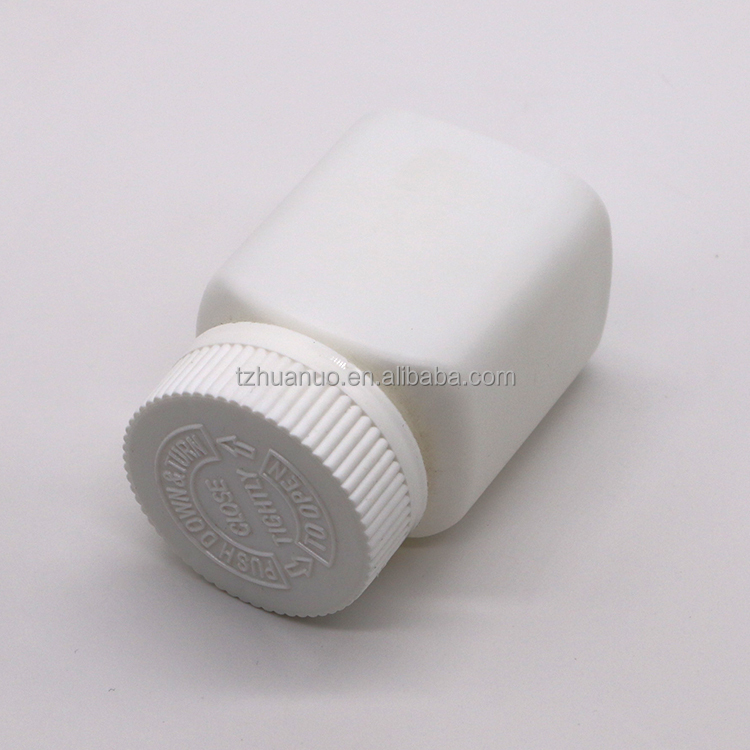 80ml Custom Color HDPE Square Bottle with Screw Cap and Kid Safety Cap