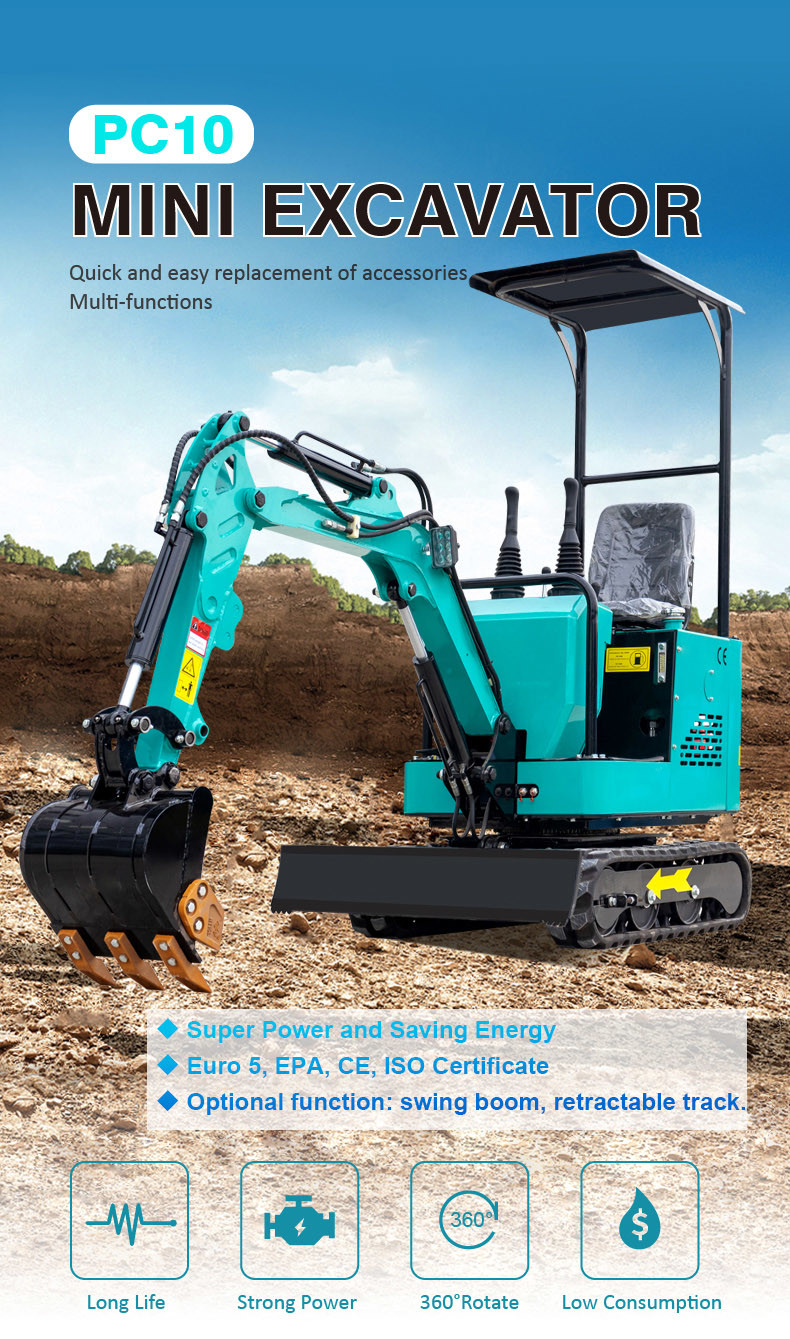 PC10 Euro5 Hightop Mini Excavator Machine With Roll Over Protection System Function