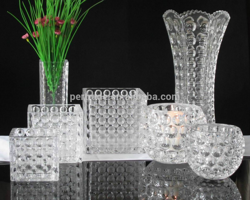 Bohemian Style Crystal Embossed Pattern Decorative Glass Vase