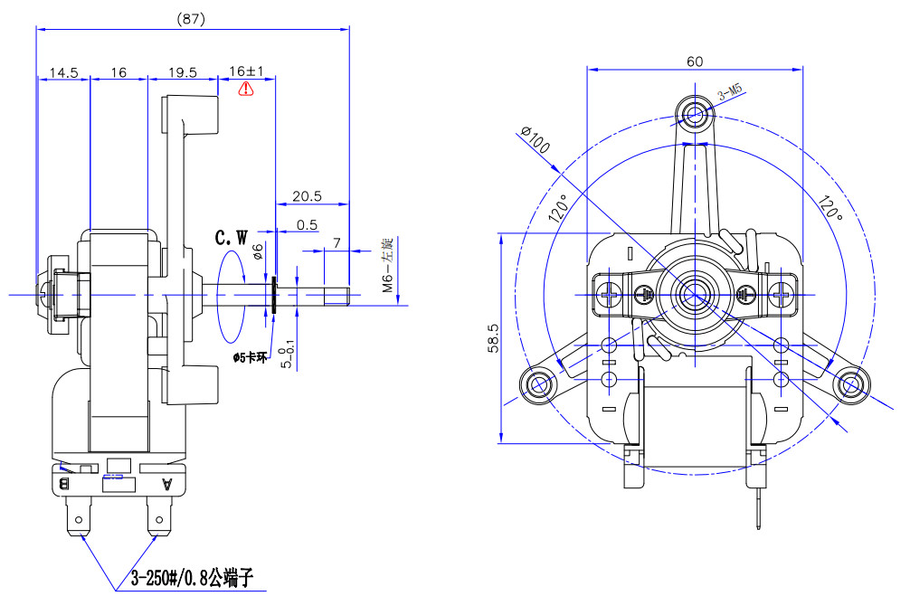 YJ61-16 Shaded Pole Oven Fan Motors 240V 60HZ Turbo Fan Motors