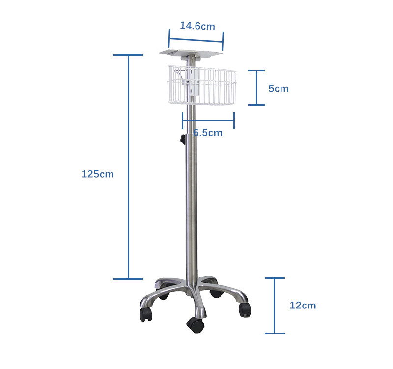 Stand Stainless Steel Medical Instrument Patient Monitor Trolley For Hospital