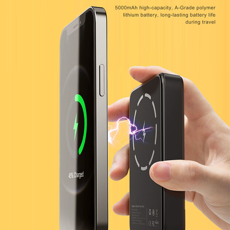 5000mAh Wireless Charger Power Bank Internal Li polymer Battery