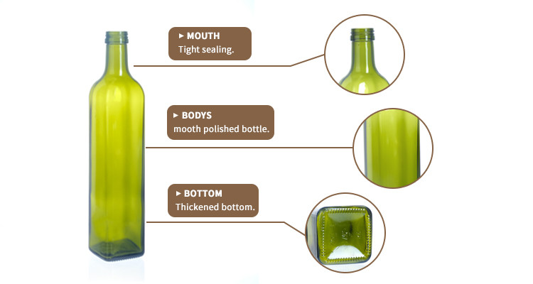 Food Grade 250Ml 500Ml 750Ml Clear Round Marasca Glass Olive Oil Bottles With Cap