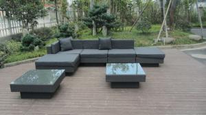 China Modern Black Outdoor Rattan Sofa Set For Bar / Cafe / Balcony on sale