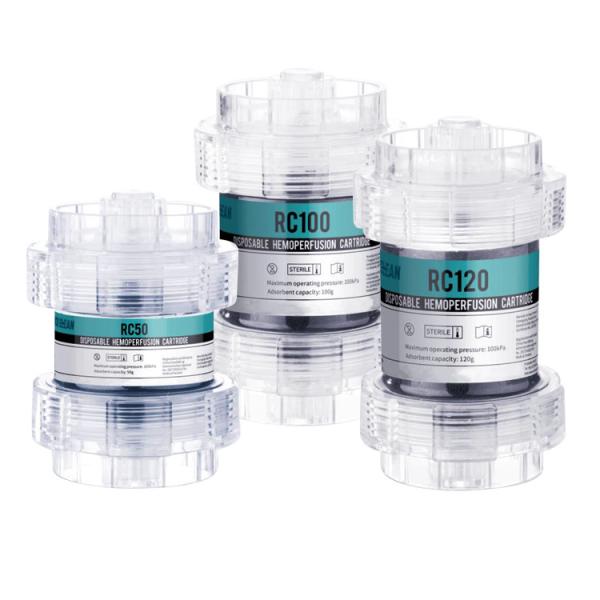 RC100 Disposable Hemoperfusion Cartridge with hemodialysis dialyzer and