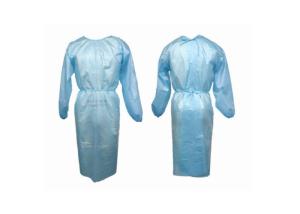 China Blue Disposable Isolation Gown Long Sleeve Round Neck Light Weight wholesale