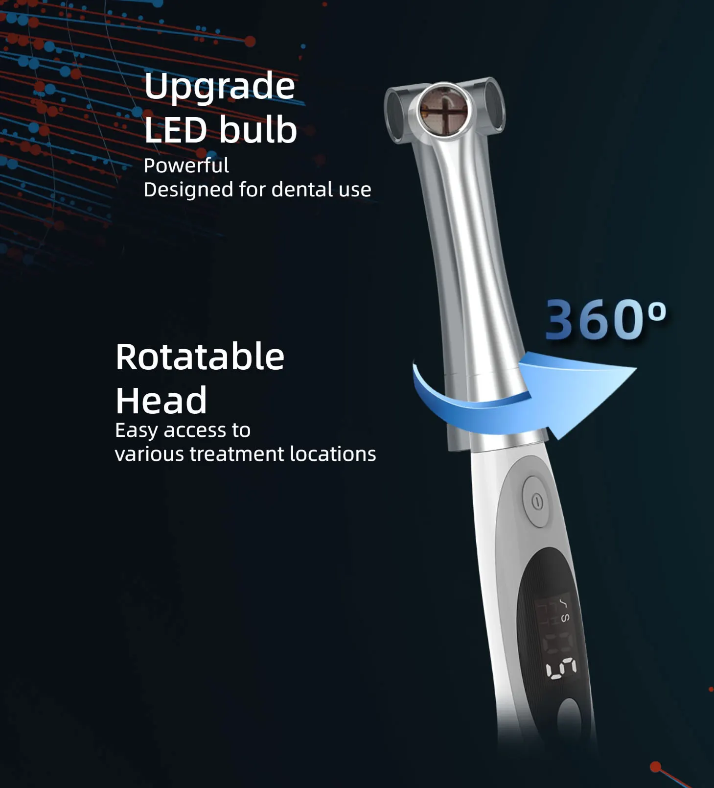 Dental Curing Lamp 2300mw/cm Dentistry Photopolymerizer High Power Blue Lights Intensity LED Wireless Cordless Tool