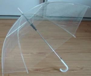 China Stick Plastic See Through Umbrellas , Transparent Folding Umbrella / Dome Umbrella wholesale