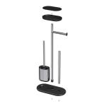 Stainless Steel Compact Bathroom Paper Holder TPR Toilet Brush Holder SET