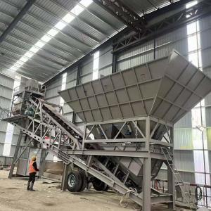 China PLC Portable Mobile Concrete Batching Plant Twin Horizontal Shaft wholesale