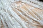 Embroidery Floral White Tulle Lace Fabric For Dress Clothing / Scarf / Curtain