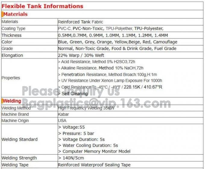 TPU Frame Bag, flexible Water Tank, Liquid Storage, Fuel Pillow, tank storage, Bladder Bag, Fuel Oil Transport