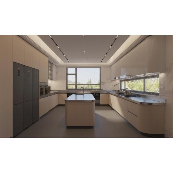 Large Rectangular Island Stainless Steel Commercial Kitchen Cabinets Formaldehyde Free