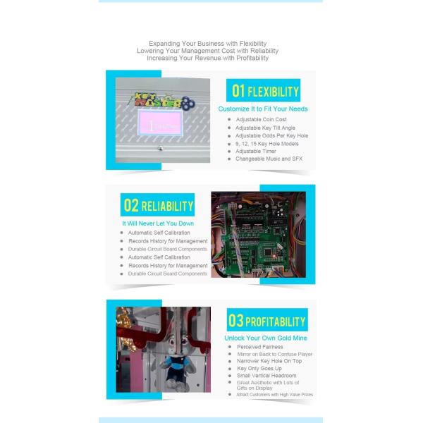 W850 * D830 * H1970MM Gift Vending Machine Golden Key Master For Amusement Park
