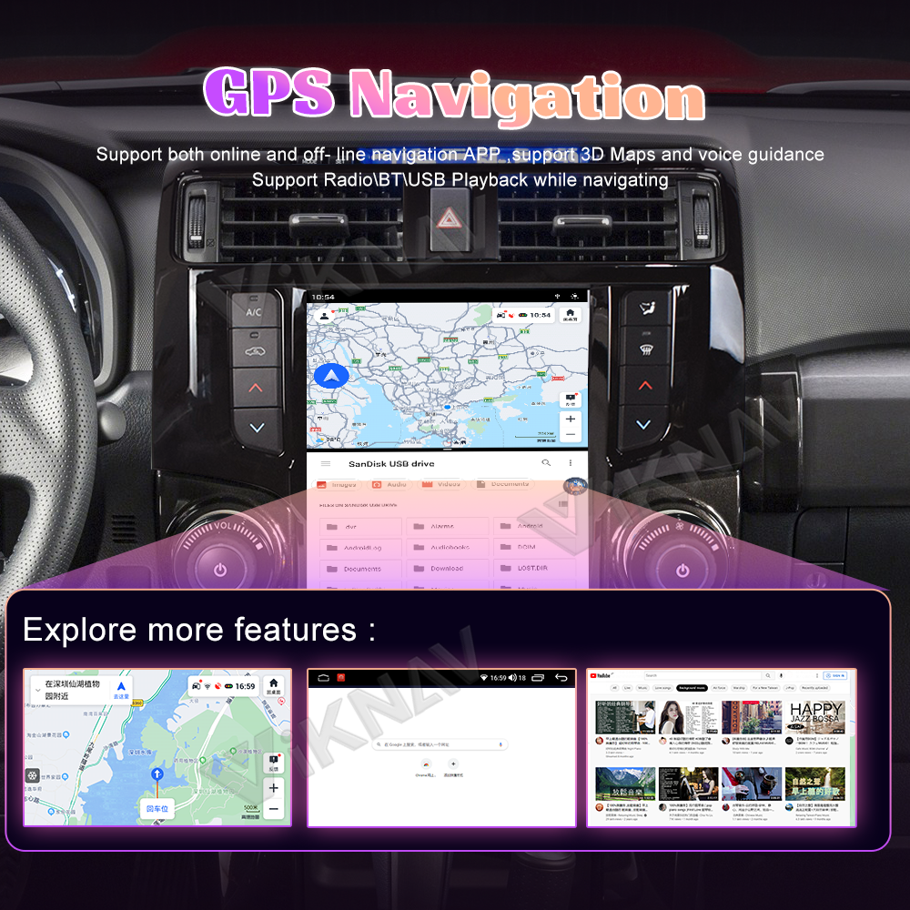 Viknav Car Radio For Toyota 4 Runner (2009-2019) 13.6 inch Android 13 GPS Navigation Auto Multimedia Player 2 Din Stereo