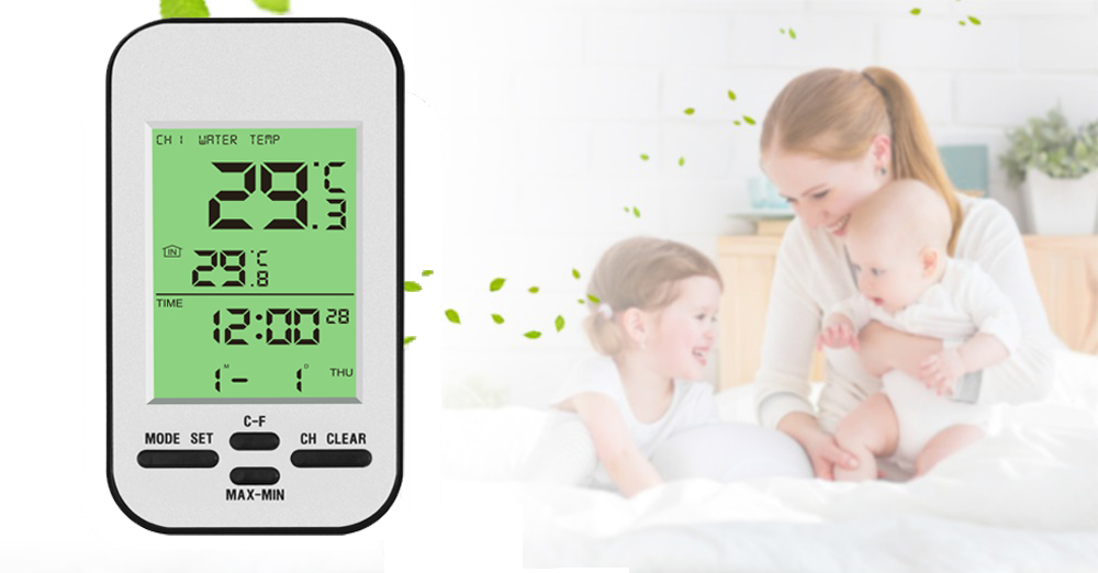 Portable Solar Pool Thermometer With Data Logger Outdoor Temperature Range -40 To 60 °C