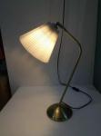 Antique White Pleated Brass Swing Arm Desk Lamp H400 For Hotels
