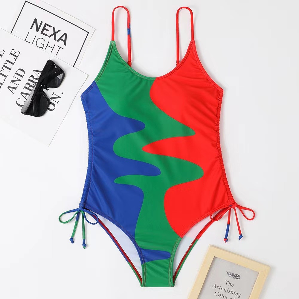 one pieces ,Rainbow colour Sexy full Size Ladies Swimwear ,nylon fabric