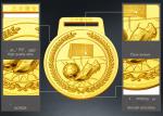 Soft / Hard Enamel Custom Sports Medals , Zinc Alloy Football Medals And Ribbons