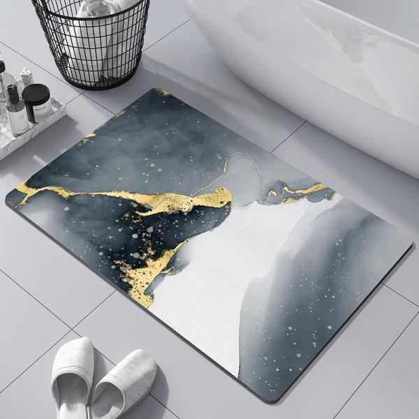 Fast Water Drying Stone Bath Mat with Customized Color and Absorbent Hard Shower Rug